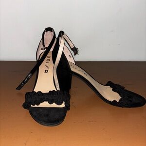 Black suede strappy heels